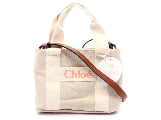 Chloé Borsa tote in tela Chloe beige Marrone