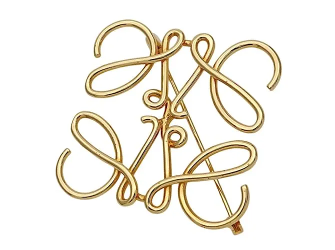 Spilla Anagram Loewe in ottone dorato D'oro