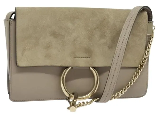 Chloé Borsa a Spalla Chloe Fay in Pelle Greige Dorata Auth BA4020 D'oro