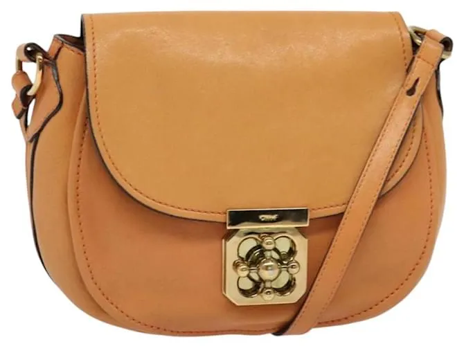 Chloé Borsa a Spalla Chloe Elsie in Pelle Beige Oro Auth BA4046 D'oro