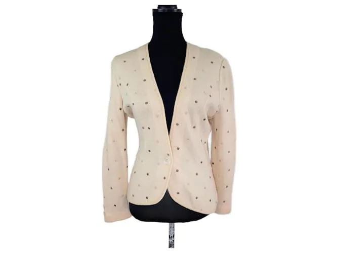 Valentino Garavani Valentino Studio cardigan a pois vintage anni '80 Bianco Crema
