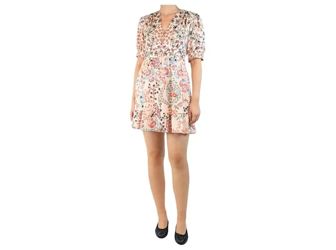 Ba&Sh Abito mini in crepe floreale crema - taglia UK 8 Crudo