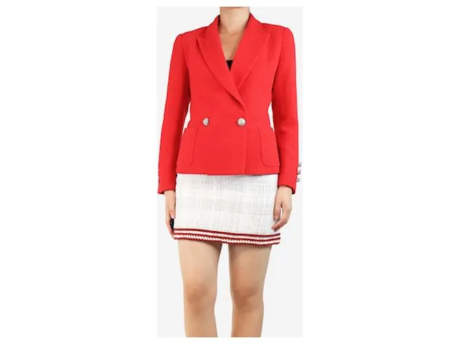 Alessandra Rich Giacca rossa in bouclé doppiopetto - taglia UK 8 Rosso
