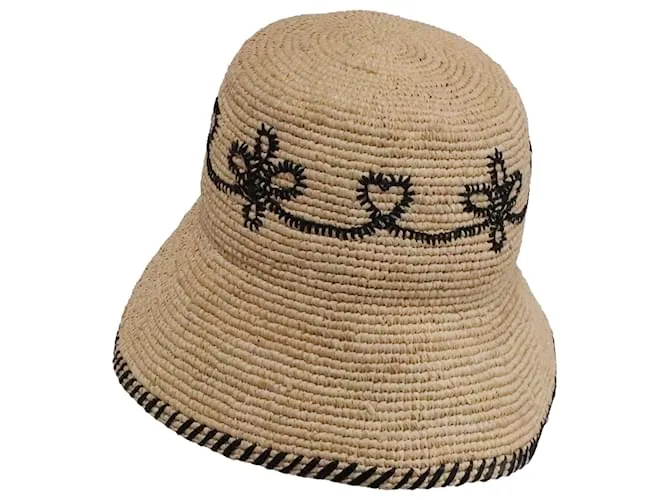 Cappello ricamato Chloé in paglia beige
