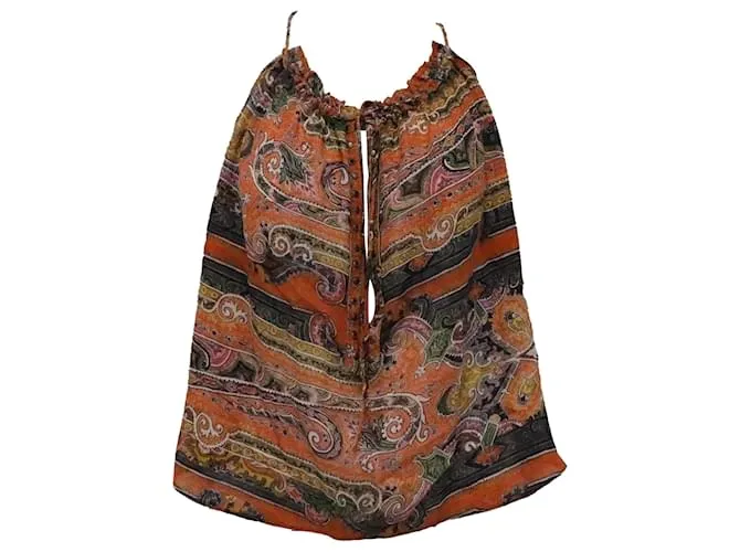 Top Halter Marilou con stampa paisley in seta multicolore di Isabel Marant