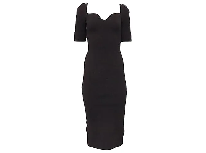 Abito midi aderente in maglia a coste Khaite in viscosa marrone scuro