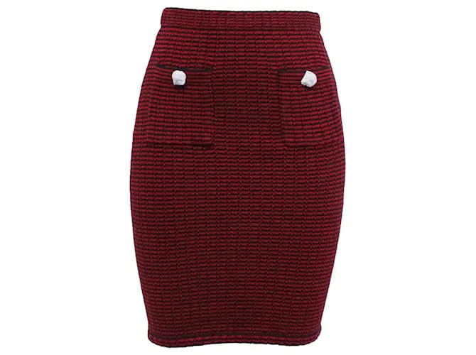 Self portrait Gonna Mini Fittata Tricotata Self-Portrait in Cotone Rosso Bordò