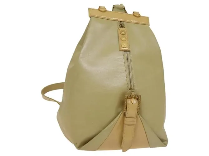 Versace Zaino in pelle beige oro Auth bs27362 D'oro