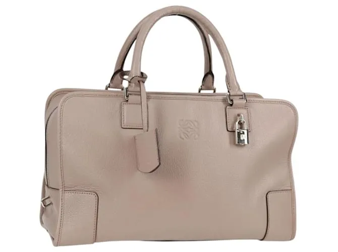 LOEWE Anagram Amazona 36 Borsa a Mano in Pelle Grigia Argento Auth yk18883V Marrone