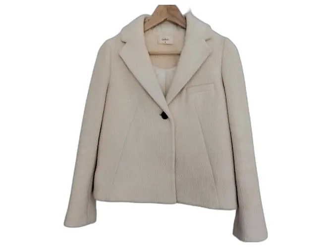 Ba&sh Cappotto Peacoat Corto in Lana Taglia XS/S Bianco sporco