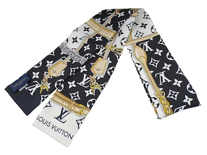 Sciarpa in seta Monogram Louis Vuitton Nero Bianco