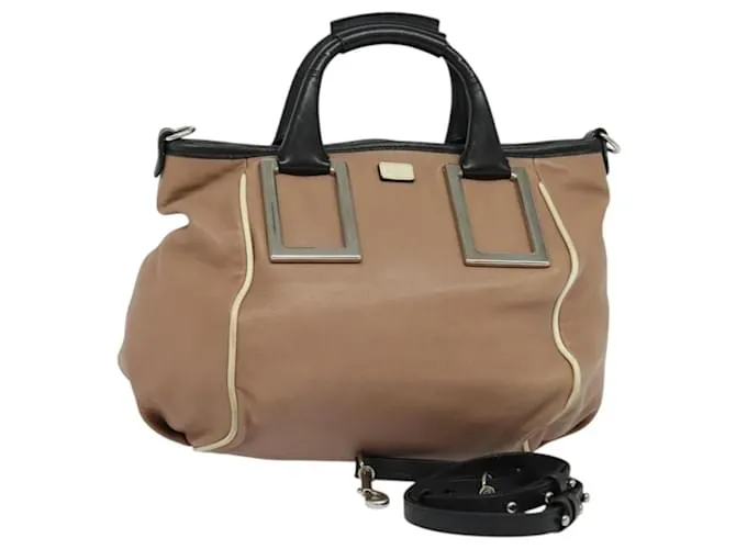 Chloé Borsa a mano Chloe Etel in pelle 2 in 1 rosa argento Auth BA4166