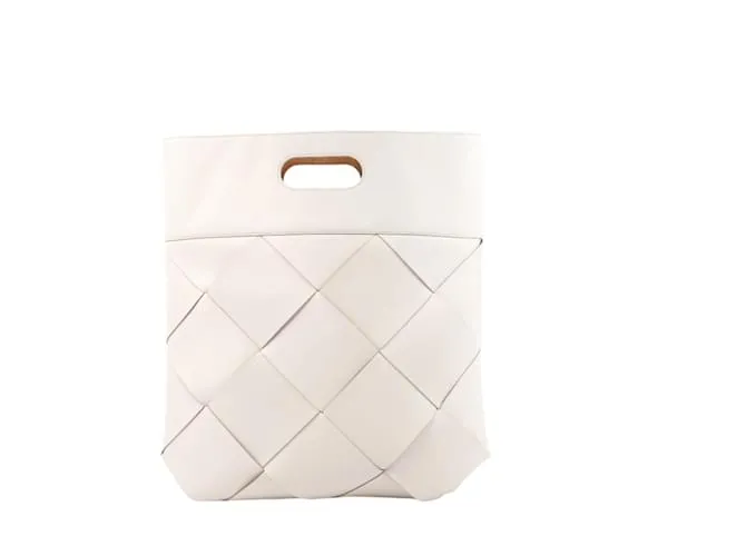 Borsa a mano Maxi Intrecciato in pelle Bottega Veneta in bianco Marrone