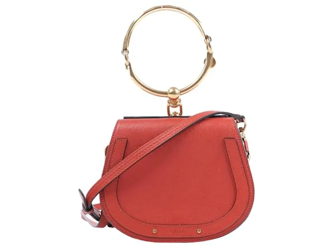 Chloé Borsa a spalla in pelle CHLOE Nile Bracelet Small 2Way rossa Beige