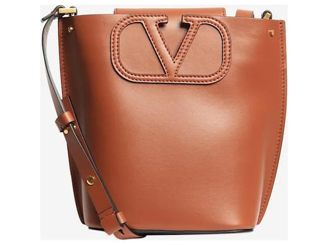 Valentino Borsa a secchiello in pelle marrone