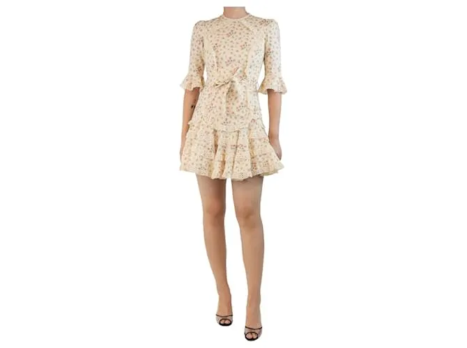 Zimmermann Abito mini in pizzo floreale crema - taglia UK 8