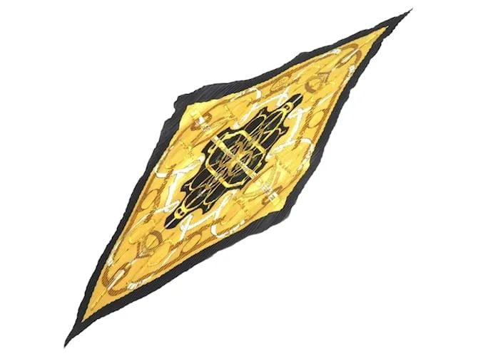 Sciarpa in seta plissettata Losange di Hermès Nero Giallo