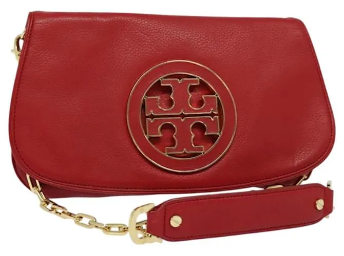 TORY BURCH Borsa a Spalla Chain Amanda in Pelle Rossa e Oro Auth yk18802 Rosso D'oro