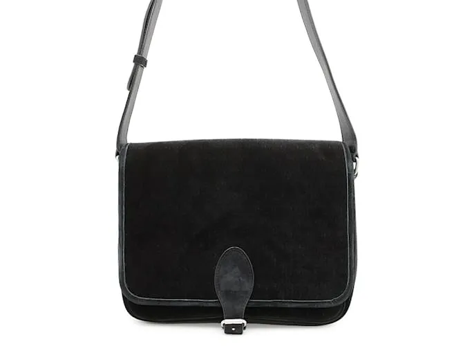 Borsa a Spalla in Velluto Yves Saint Laurent Paris Nero