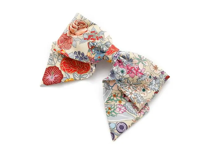 Accessorio per capelli Hermès Barrette Grenelle PM Bloom in seta Multicolore Beige