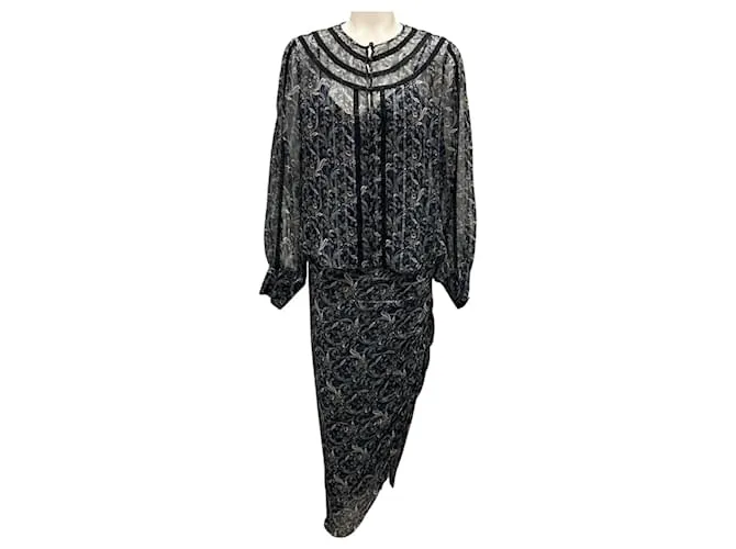 Top Vale con stampa paisley multicolore nera e gonna Hearst di Veronica Beard Nero