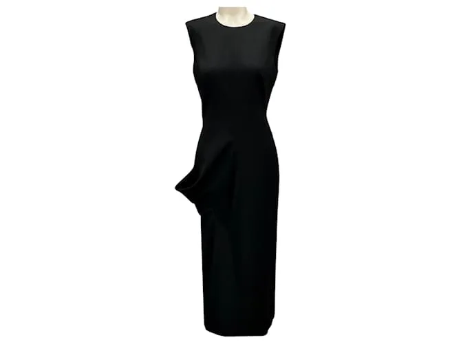 Abito midi a tubino nero con dettagli drappeggiati 2024 di Alexander McQueen