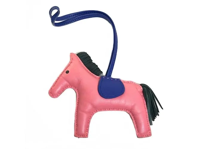 Tracolla per borsa Hermès Horse Rodeo Charm MM Marrone Rosa Blu