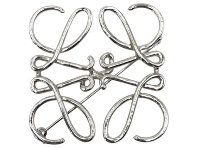Spilla in metallo argentato Loewe Anagram Argento