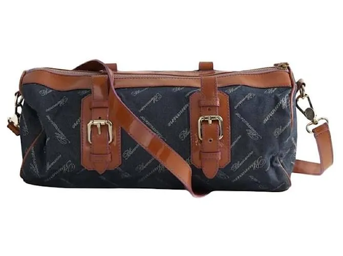 Blumarine Borsa a tracolla in cotone blu