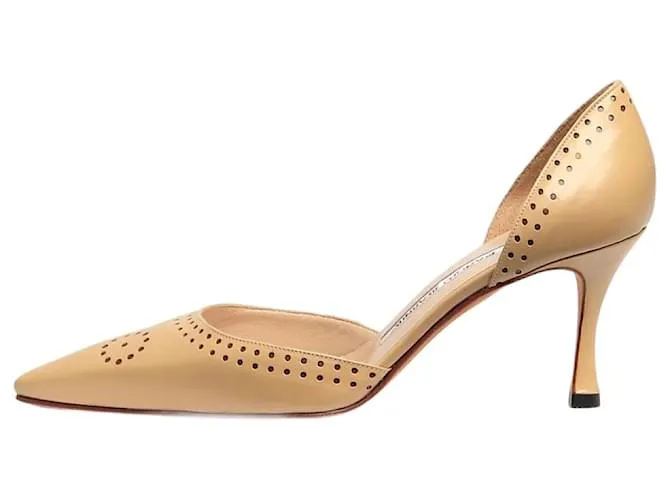 Décolleté beige tagliate al laser Manolo Blahnik - taglia EU 36,5