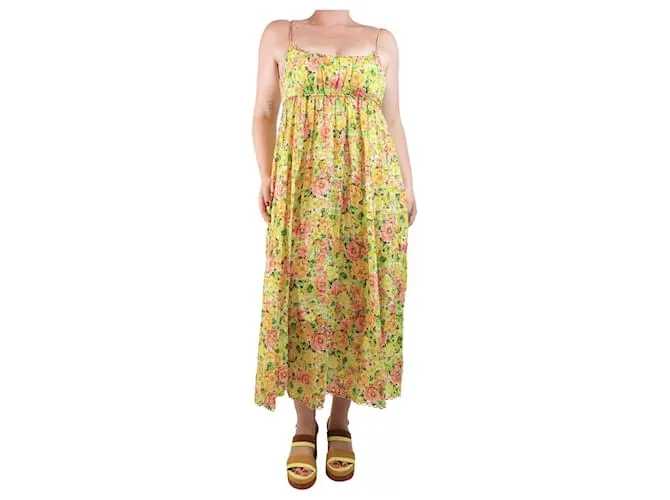 Zimmermann Abito senza maniche in lino floreale giallo - taglia UK 12