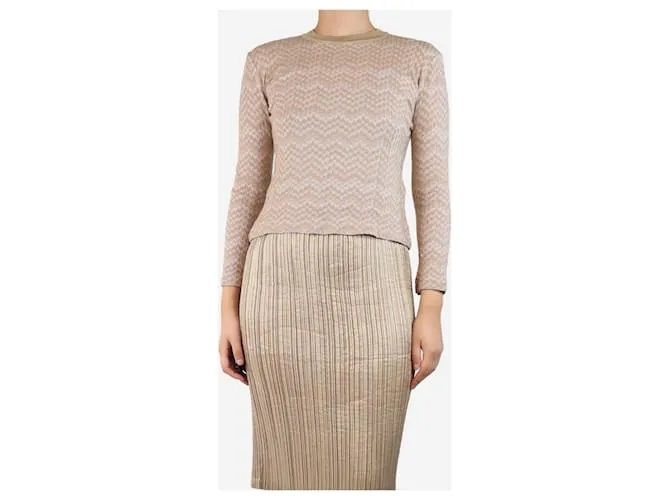Missoni Maglione in lana beige a zigzag - taglia M