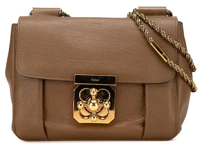 Borsa a tracolla Chloé Elsie con catena Marrone