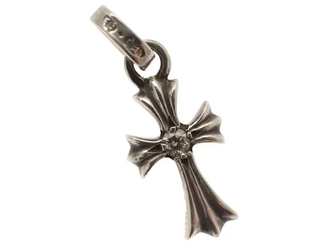 Pendente Baby Fat Chrome Hearts Top Double Diamond Ag925 Argento Auth 132980M