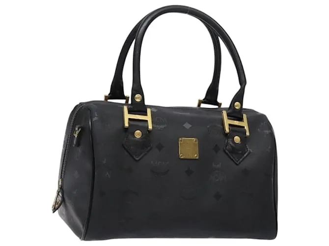 Borsa MCM Logogram Vicetos PVC Nero Oro Auth 133885 D'oro