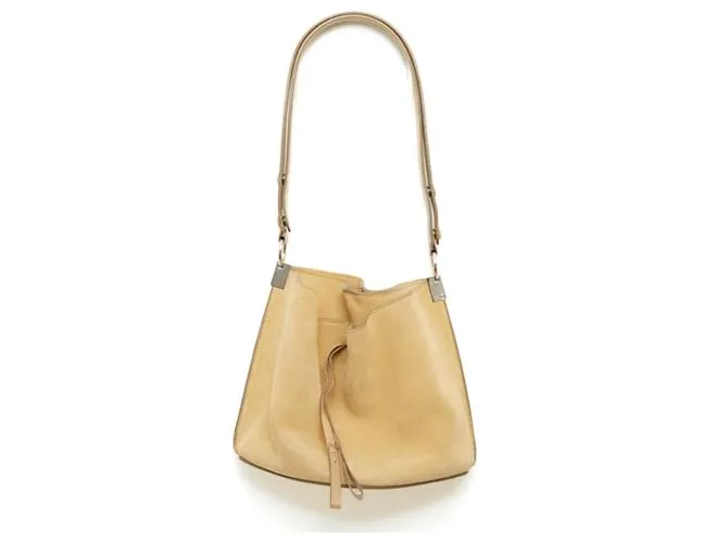 Borsa a Secchiello in Camoscio Beige con Base Pentagono di Maison Martin Margiela