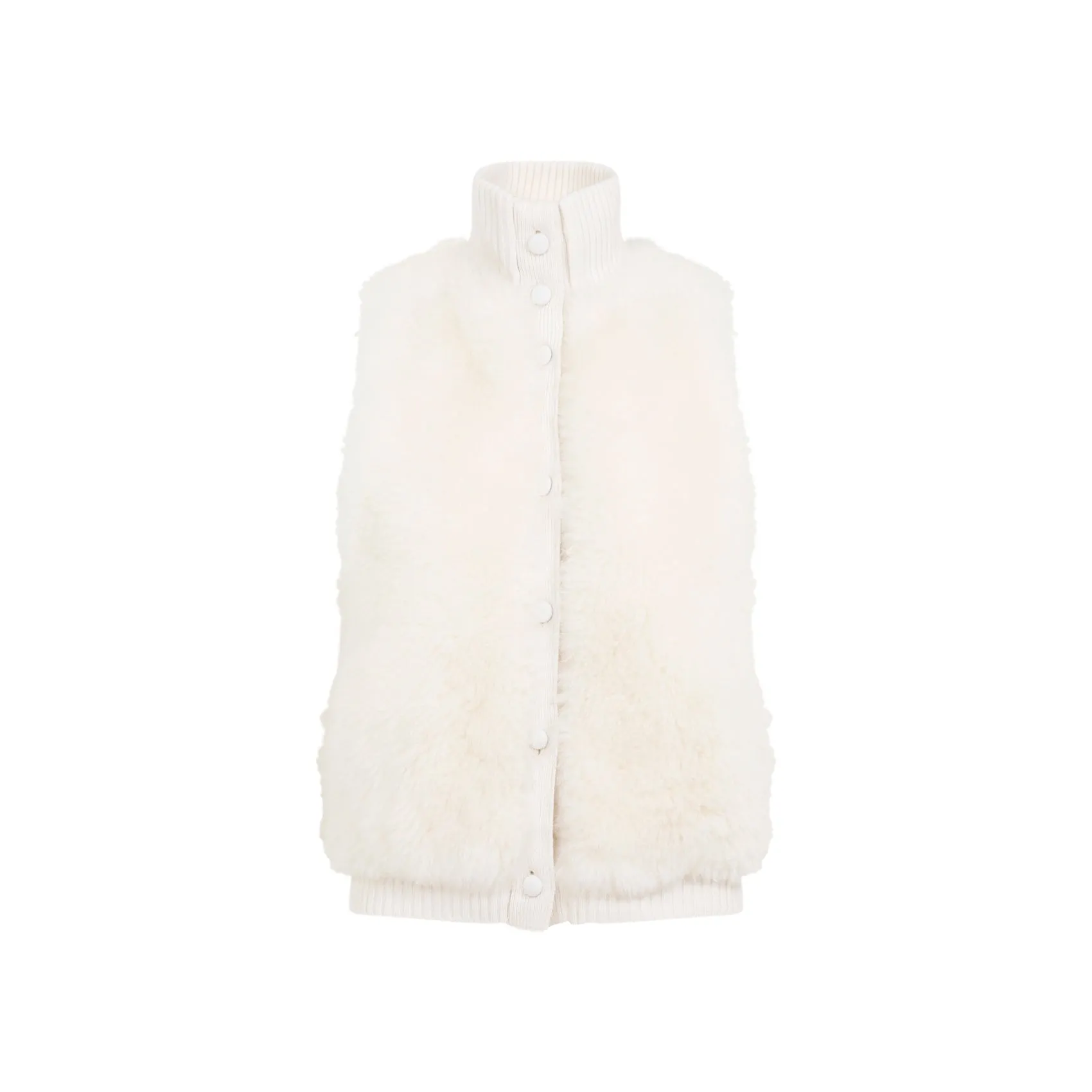 Ivory White Wool Leather Vest