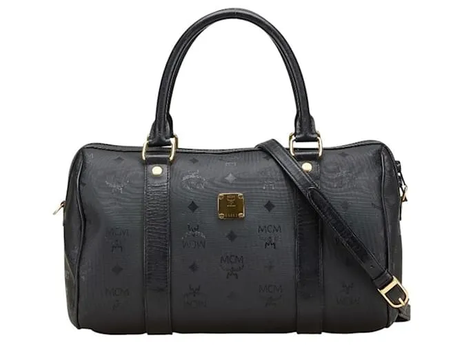 Borsa Boston Mini Monogramma Visetos MCM Nero
