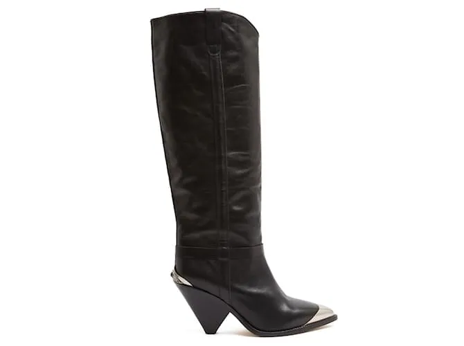 Stivali Isabel Marant Lamsy Neri EU37 Stivali in Pelle Stile Cowboy UK4 US6.5 Nero