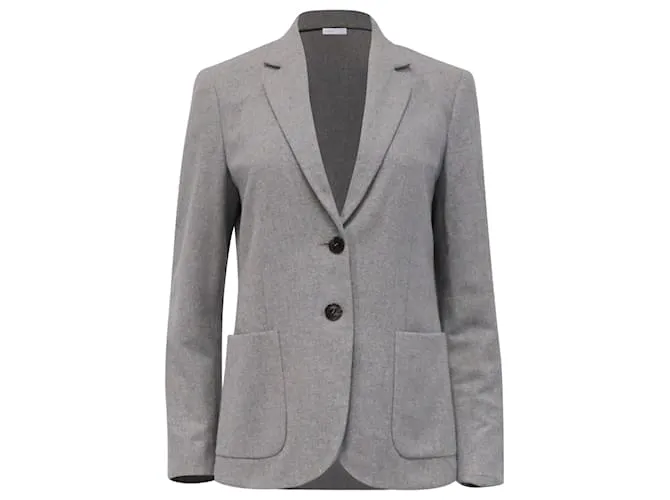 Blazer monopetto in cashmere grigio con tasche Max Mara