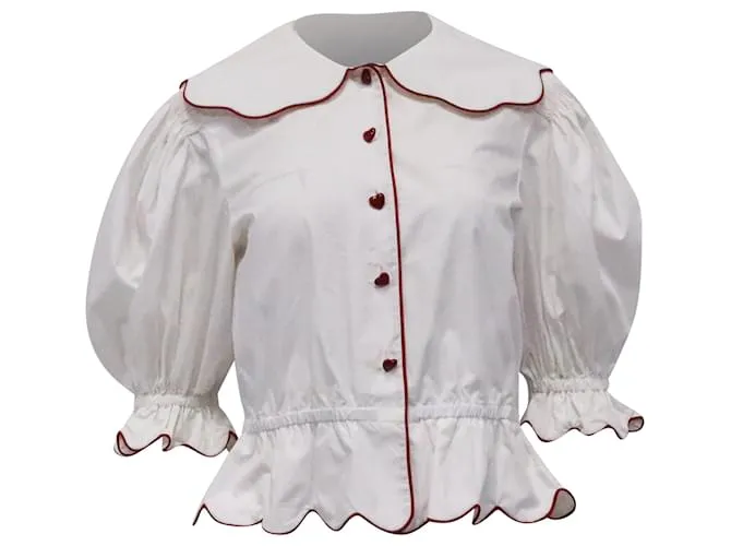 Blusa Romantica Marc Jacobs in Cotone Bianco Crudo