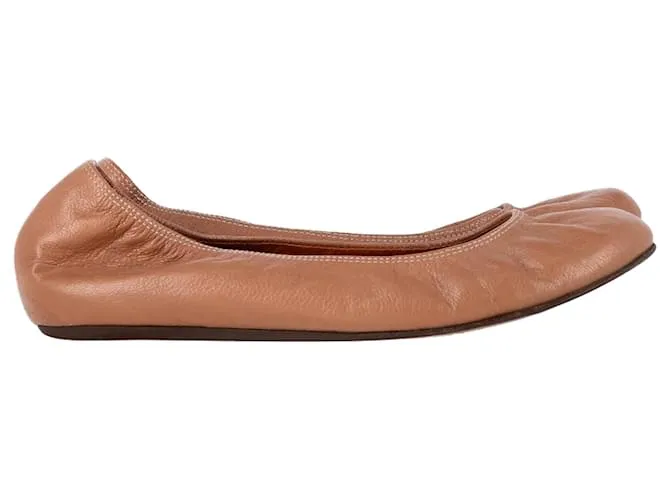 Ballerine a punta tonda Lanvin in pelle marrone Rosso