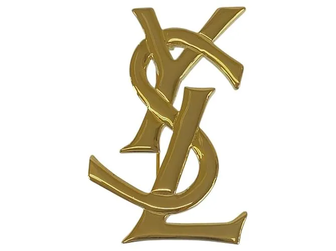 Spilla Yves Saint Laurent YSL D'oro Metallico