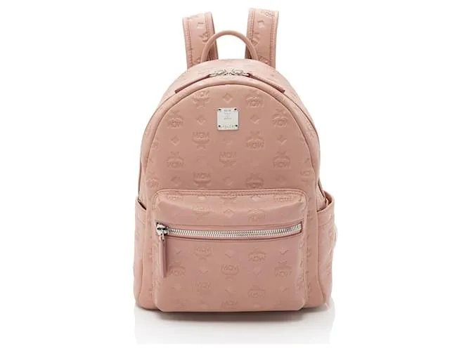 MCM Zaino Piccolo in Pelle Embossata Rosa
