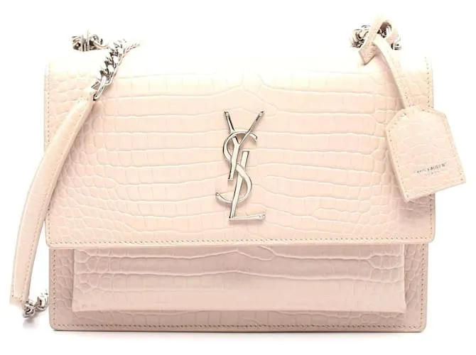 Borsa a Spalla in Pelle Sunset Yves Saint Laurent Bianco