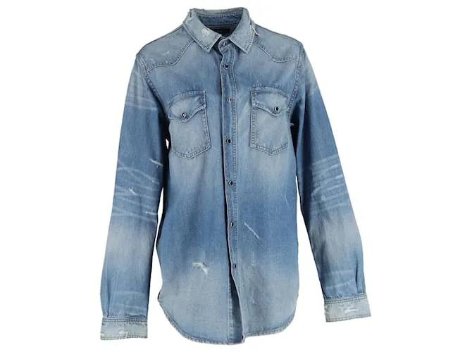 Camicia in denim western Amiri in denim blu Blu chiaro