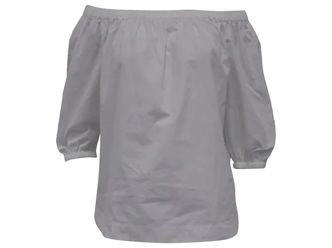 Blusa Off-The-Shoulder in Cotone Bianco di Theory Crudo