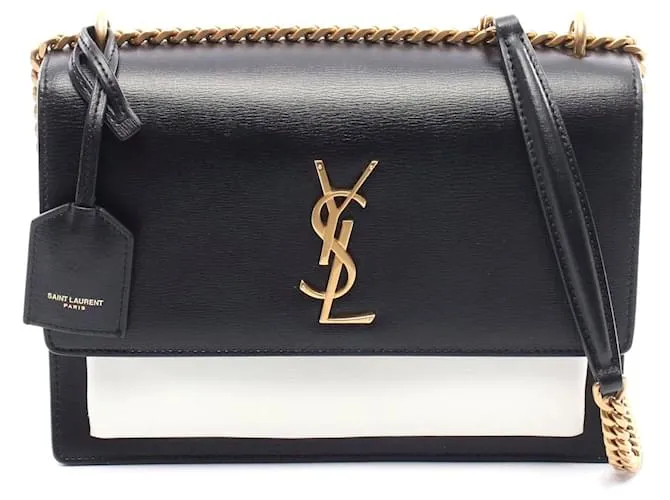 Borsa a spalla media in pelle Yves Saint Laurent Sunset Nero