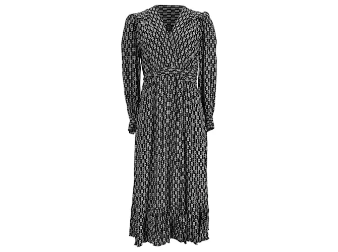 Abito avvolgente con stampa floreale Sandro Sirene con cintura in twill nero in poliestere