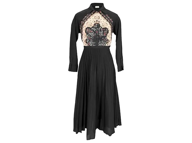 Abito plissettato e stampato Sandro Stenia in poliestere nero